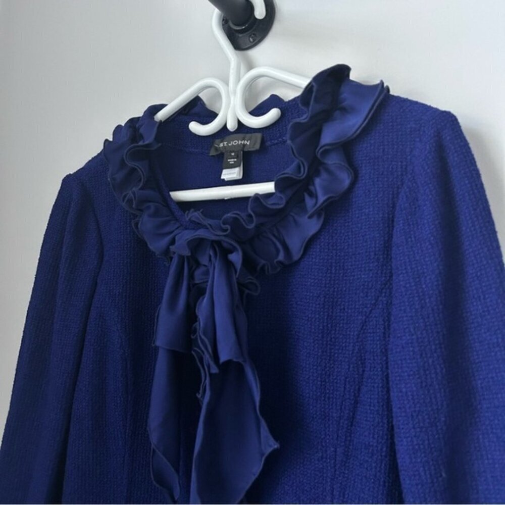 St. John Knit Duster With Silk Ruffles - Picture 4 of 11